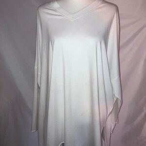 PLANET White Drop Sleeve V Neck Blouse One Size